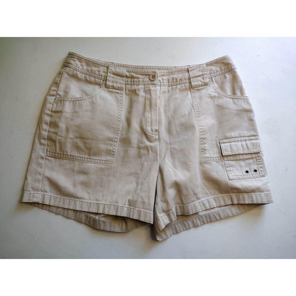 Caslon Womens Khaki Tan Cotton‎ Cargo Shorts Petite 10 Utility Pocket